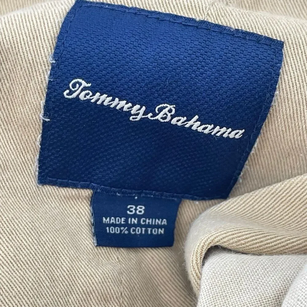 Tommy Bahama Men’s Khaki Cotton Chino Shorts 38 Flat Front Casual 9.5” Inseam